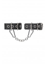 Черные кожаные наручники-браслеты из одного ремешка с люверсами - Pecado - купить с доставкой в Королеве