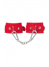 Красные кожаные наручники-браслеты со скруглёнными углами - Pecado - купить с доставкой в Королеве