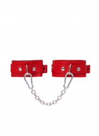 Красные кожаные узкие оковы со скруглёнными углами - Pecado - купить с доставкой в Королеве