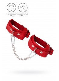 Красные кожаные узкие оковы со скруглёнными углами - Pecado - купить с доставкой в Королеве