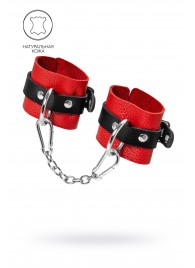Красно-черные мягкие наручники с одним ремешком с люверсами - Pecado - купить с доставкой в Королеве