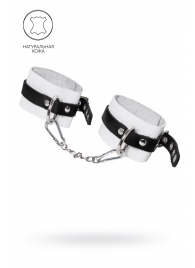 Бело-черные мягкие оковы с одним ремешком и люверсами - Pecado - купить с доставкой в Королеве