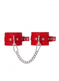 Красные мягкие кожаные оковы с люверсами - Pecado - купить с доставкой в Королеве