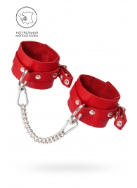 Красные мягкие кожаные оковы с люверсами - Pecado - купить с доставкой в Королеве
