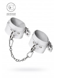 Белые мягкие кожаные оковы с люверсами - Pecado - купить с доставкой в Королеве