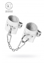 Белые мягкие кожаные наручники с люверсами - Pecado - купить с доставкой в Королеве