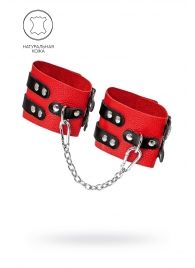 Красно-черные мягкие оковы с двумя ремешками с люверсами - Pecado - купить с доставкой в Королеве