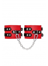 Красно-черные мягкие оковы с двумя ремешками с люверсами - Pecado - купить с доставкой в Королеве
