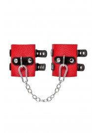 Красно-черные мягкие наручники с двумя ремешками с люверсами - Pecado - купить с доставкой в Королеве