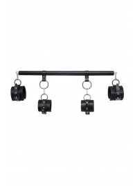 Черная распорка с 4 манжетами для рук и ног - Pecado - купить с доставкой в Королеве