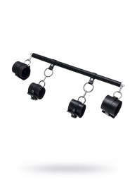 Черная распорка с 4 манжетами для рук и ног - Pecado - купить с доставкой в Королеве