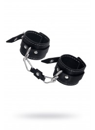 Черные двухслойные наручники с белой строчкой - Pecado - купить с доставкой в Королеве