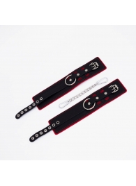 Черно-красные оковы с красной строчкой Sex - Crazy Handmade - купить с доставкой в Королеве