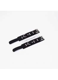 Черные кожаные наручники с регулируемыми ремешками - Crazy Handmade - купить с доставкой в Королеве