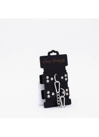 Черные кожаные оковы с регулируемыми ремешками - Crazy Handmade - купить с доставкой в Королеве