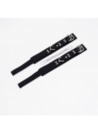 Черные кожаные оковы с регулируемыми ремешками - Crazy Handmade - купить с доставкой в Королеве