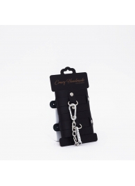 Черные кожаные наручники с хромированной фурнитурой - Crazy Handmade - купить с доставкой в Королеве