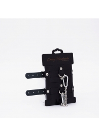 Черные кожаные оковы с хромированной фурнитурой - Crazy Handmade - купить с доставкой в Королеве