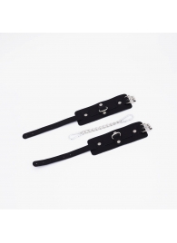 Черные кожаные оковы с хромированной фурнитурой - Crazy Handmade - купить с доставкой в Королеве