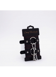 Черно-красные кожаные наручники - Crazy Handmade - купить с доставкой в Королеве