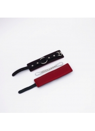 Черно-красные кожаные наручники - Crazy Handmade - купить с доставкой в Королеве