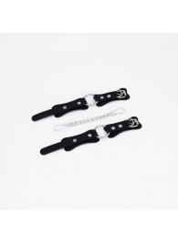 Черные кожаные наручники с кольцом - Crazy Handmade - купить с доставкой в Королеве