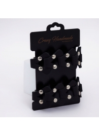 Черные кожаные наручники из звеньев - Crazy Handmade - купить с доставкой в Королеве