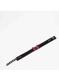 Черный ошейник с красным декором и строчкой - Crazy Handmade - купить с доставкой в Королеве