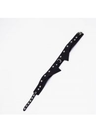 Черный однослойный кожаный ошейник с имитацией воротничка - Crazy Handmade - купить с доставкой в Королеве