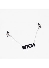 Зажимы на соски с кожаной подвеской Bitch - Crazy Handmade - купить с доставкой в Королеве