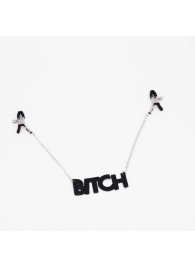 Зажимы на соски с кожаной подвеской Bitch - Crazy Handmade - купить с доставкой в Королеве