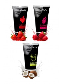 Набор из 3 съедобных лубрикантов JUJU (клубника, малина, кокос) - JuJu - купить с доставкой в Королеве
