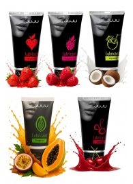 Набор из 5 съедобных лубрикантов JUJU (клубника, малина, тропические фрукты, вишня, кокос) - JuJu - купить с доставкой в Королеве