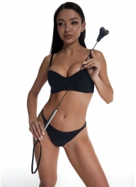 Стек с черным кожаным наконечником в виде сердца и металлической ручкой - 67 см. - Crazy Handmade - купить с доставкой в Королеве