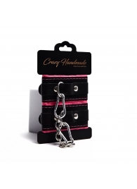 Черно-розовые скругленные наручники с мягкой подкладкой - Crazy Handmade - купить с доставкой в Королеве