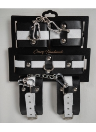 Набор фиксаторов из черной и белой натуральной кожи - Crazy Handmade - купить с доставкой в Королеве