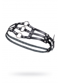 Черный кожаный пояс с кольцами - Pecado - купить с доставкой в Королеве