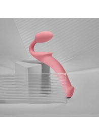 Розовый безремневой страпон Strap-on-me Semi-Realistic Bendable Strap-On size M - Strap-on-me - купить с доставкой в Королеве