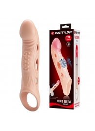 Телесная удлиняющая насадка с рельефом и вибрацией Brad - 21,3 см. - Baile - в Королеве купить с доставкой