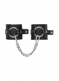 Черные наручники из толстой натуральной кожи с люверсами - Pecado - купить с доставкой в Королеве