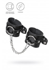 Черные наручники из толстой натуральной кожи с люверсами - Pecado - купить с доставкой в Королеве