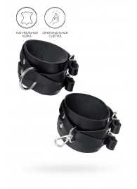 Черные кожаные оковы с двумя перекрёстными ремешками - Pecado - купить с доставкой в Королеве