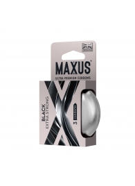 Черные утолщенные презервативы MAXUS Extra Strong с железным кейсом - 3 шт. - Maxus - купить с доставкой в Королеве