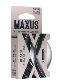 Черные утолщенные презервативы MAXUS Extra Strong с железным кейсом - 3 шт. - Maxus - купить с доставкой в Королеве
