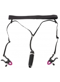 Женские вибростринги с зажимами для половых губ Spreader String with Vibrator - Orion - купить с доставкой в Королеве