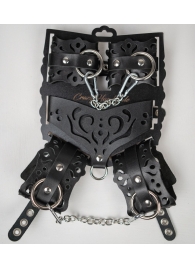 Черный ажурный кожаный набор фиксаций - Crazy Handmade - купить с доставкой в Королеве