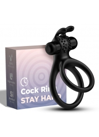 Черное эрекционное виброкольцо с подхватом мошонки Stay Hard - Boys of Toys - в Королеве купить с доставкой
