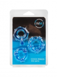 Набор из 3 синих эрекционных колец с различным рельефом - Erowoman-Eroman - в Королеве купить с доставкой