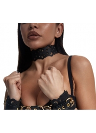 Черный ажурный чокер с золотистой фурнитурой - Crazy Handmade - купить с доставкой в Королеве