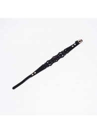 Черный ажурный чокер с золотистой фурнитурой - Crazy Handmade - купить с доставкой в Королеве